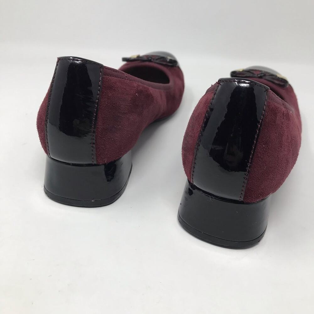 Vionic Daphne Suede Patent Block Heel Bow Low Pump Shoes Merlot Black Burgundy 8 - Picture 7 of 13